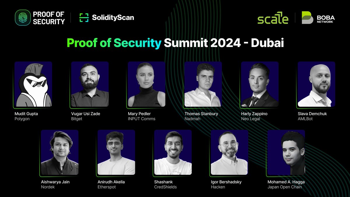 SolidityScan's tweet photo. We're honored to welcome our esteemed Proof of Security Summit speakers.
Prepare for thought-provoking discussions on Web3 security, compliance, and tokenization!
#ProofofSecurity #Web3 https://t.co/twgSNkVilT