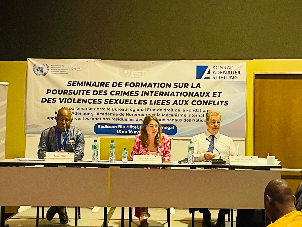 Training for magistrates on international crimes, organised by United Nations International Residual Mechanism for Criminal Tribunals & the Konrad-Adenauer-Stiftung in Dakar, ends. Project Officer Dr Pauline Martini delivered a lecture on crimes against humanity. #ICL