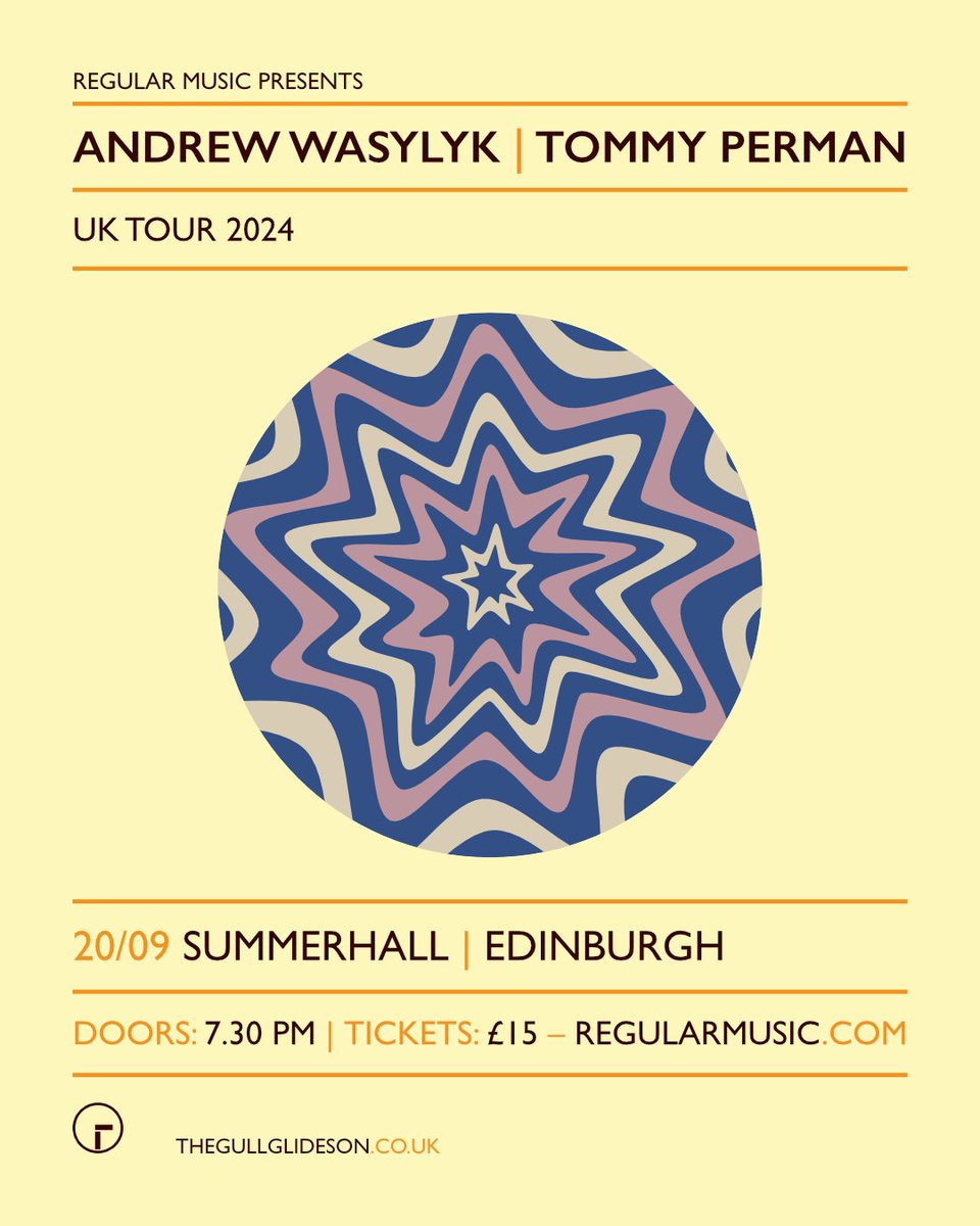 🗣️Embra, hope you can come share the last night of our tour with us at the brilliant @Summerhallery Friday 20th September 🙌 🎟️s now on sale ➡️gigantic.com/andrew-wasylyk… (Poster: Tommy Perman)