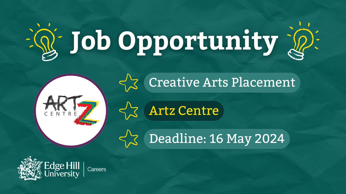 💼 Creative Arts Placements with Artz Centre 💼

🏢 Creative Arts
🗓️ Placement
💸 Unpaid
📍 Skelmersdale

⏰ 16 May 2024 ⏰ 

🔗 buff.ly/4cTWEIp