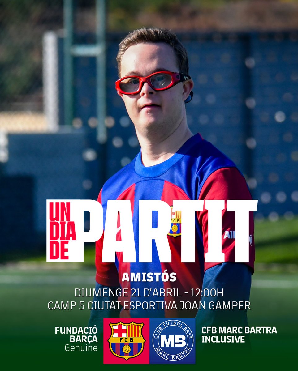 🔥𝗨𝗡 𝗗𝗜𝗔 𝗗𝗘 𝗣𝗔𝗥𝗧𝗜𝗧🔥 📅Diumenge 21 d'abril 🏟️CAMP 5 - Ciutat Esportiva Joan Gamper ⏰12:00 hores 🆚CFB MARC BARTRA INCLUSIVE