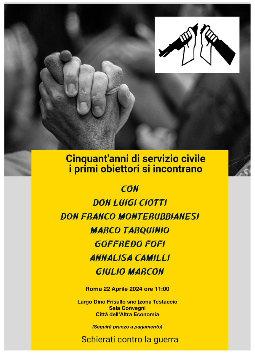 🕊 Il 22 aprile di 50 anni fa i primi obiettori di coscienza iniziavano la loro esperienza di servizio civile con la Comunità di Capodarco a Roma. Per questa ricorrenza il CESC-Project ha promosso due eventi, ai quali sarà presente anche Caritas Italiana.