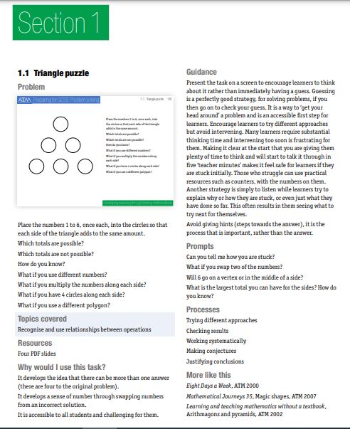 Preparing for GCSE Problem Solving contains 25 tasks to help master key strategies that will positively impact your students in their exams. Use in class, revision sessions and much more! Including 100+ whiteboard slides and accompanying guidance notes. atm.org.uk/shop/preparing…