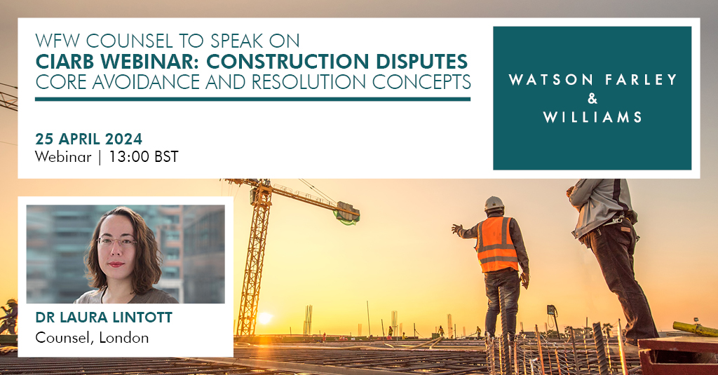 📅 Join Counsel @LintottLaura next week for a @Ciarb webinar where she will speak on a panel discussing how to navigate construction disputes with the help of dispute avoidance, dispute resolution and adjudication. More here: ciarb.org/events/constru… #ConstructionDisputes