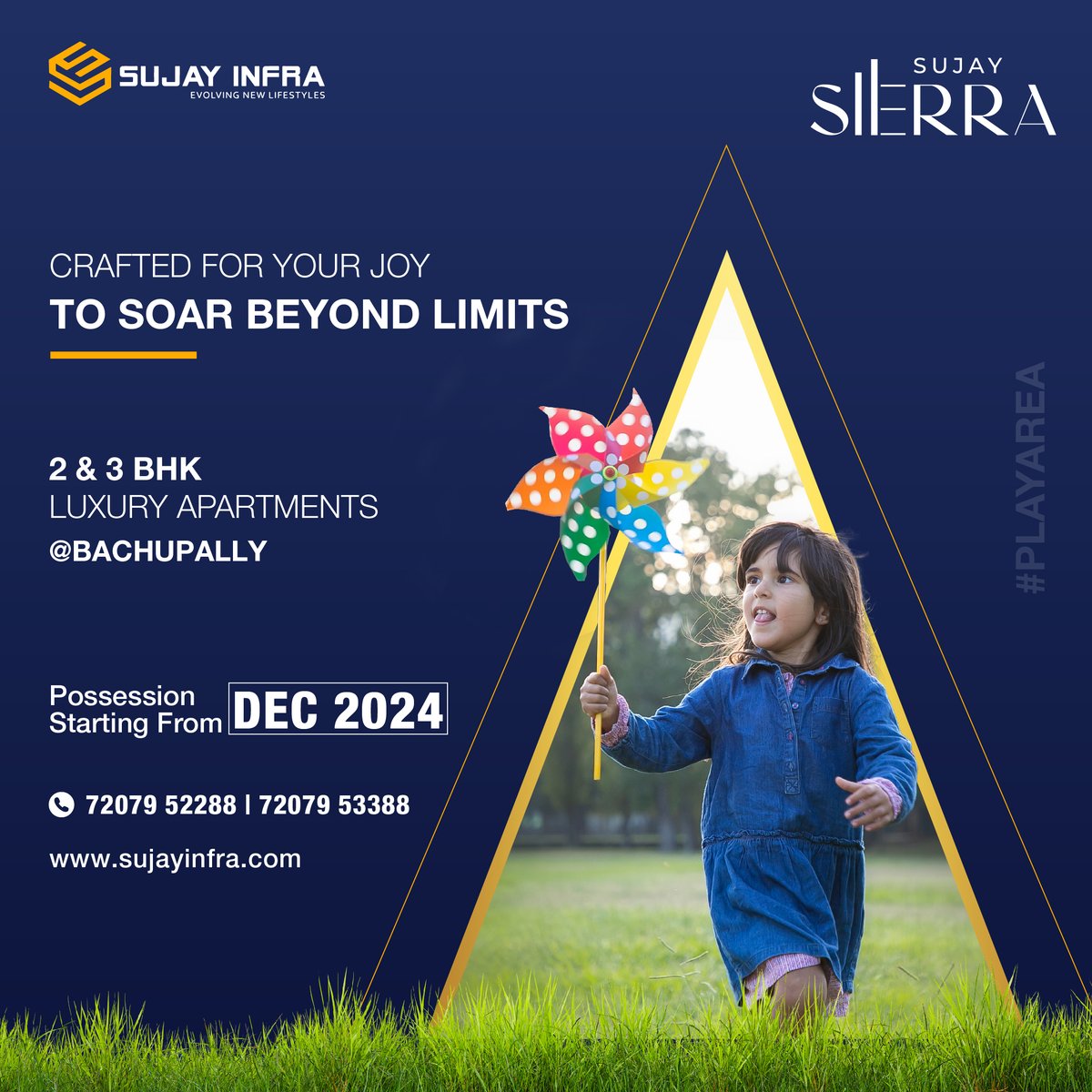 Get ready to start living the high life in the most happening suburb. Shaped with magnificent amenities and awe-inspiring architecture this home is bound to boost your standard of living.

#sujayinfra #bachupally #apartmentliving #luxuryflatsforsale #flatsinhyderabad