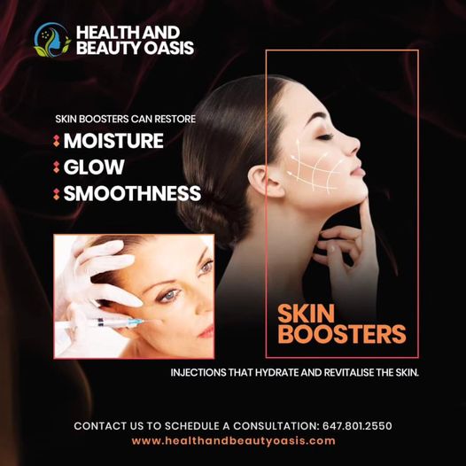 'Unlock radiant skin with our skin boosters! 🌟 Restore your glow, moisturize, and achieve ultimate smoothness with our revitalizing formulas.  ✨
Book your appointment today!
Call or text: ☎️(647) 801-2550
Website: healthandbeautyoasis.com
#healthandbeauty #mississauga  #SkinCare