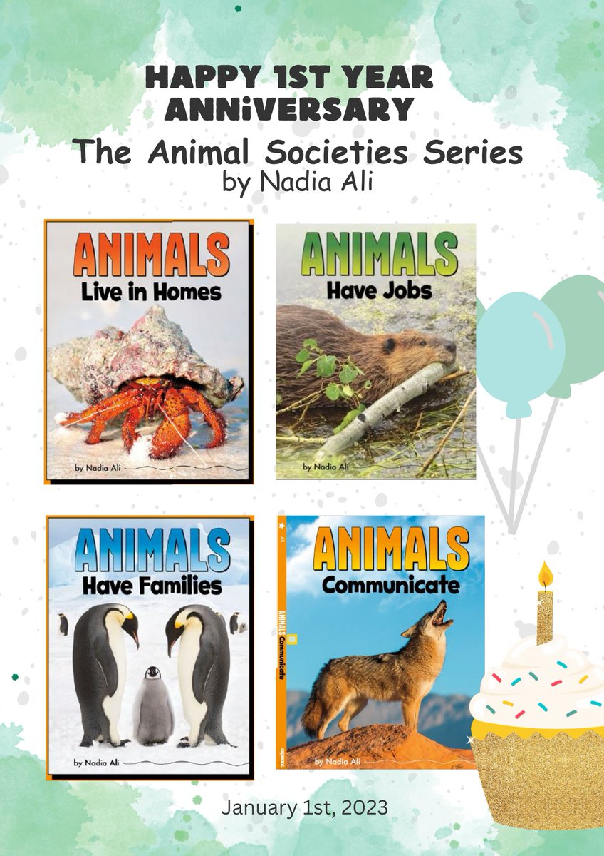 It’s been a one YEAR since The Animal Societies Series by Nadia Ali has been released! I’m so very grateful. @CapstoneMaerin @jcostilla @CapstonePub @krissykidlit @STEAMTeamBooks @STEMspark @JoyceGrackle @In23See @2023debuts #stembooksforkids #animalshavefamilies