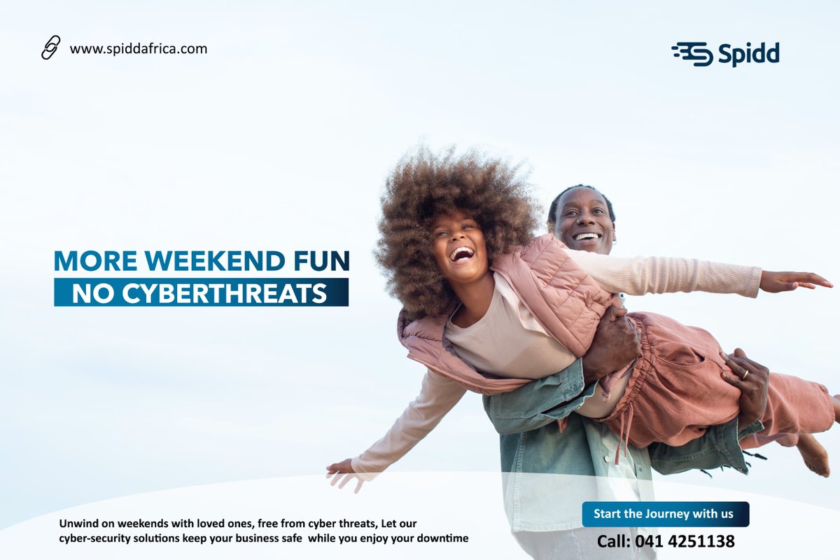 Unwind on weekends with loved ones, free from cyber threats. 🌴🕶️ Our advanced cybersecurity solutions keep your business secure, so you can focus on cherished moments. Start a Journey with Spidd Africa, visit: spiddafrica.com #WeekendVibes #CybersecuritySolutions