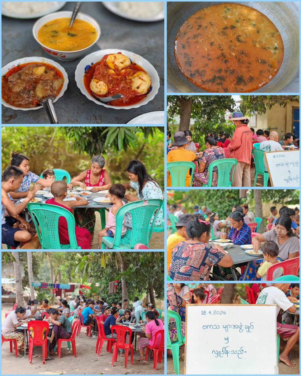 All Burma Federation of Student Unions ( #ABFSU ) & Public jointly donated a meal to war evacuation people in #Yinmarbin & #Salingyi Townships on April 19. #WhatsHappeninglnMyanmar #2024Apr19Coup #HelpMyanmarIDPs