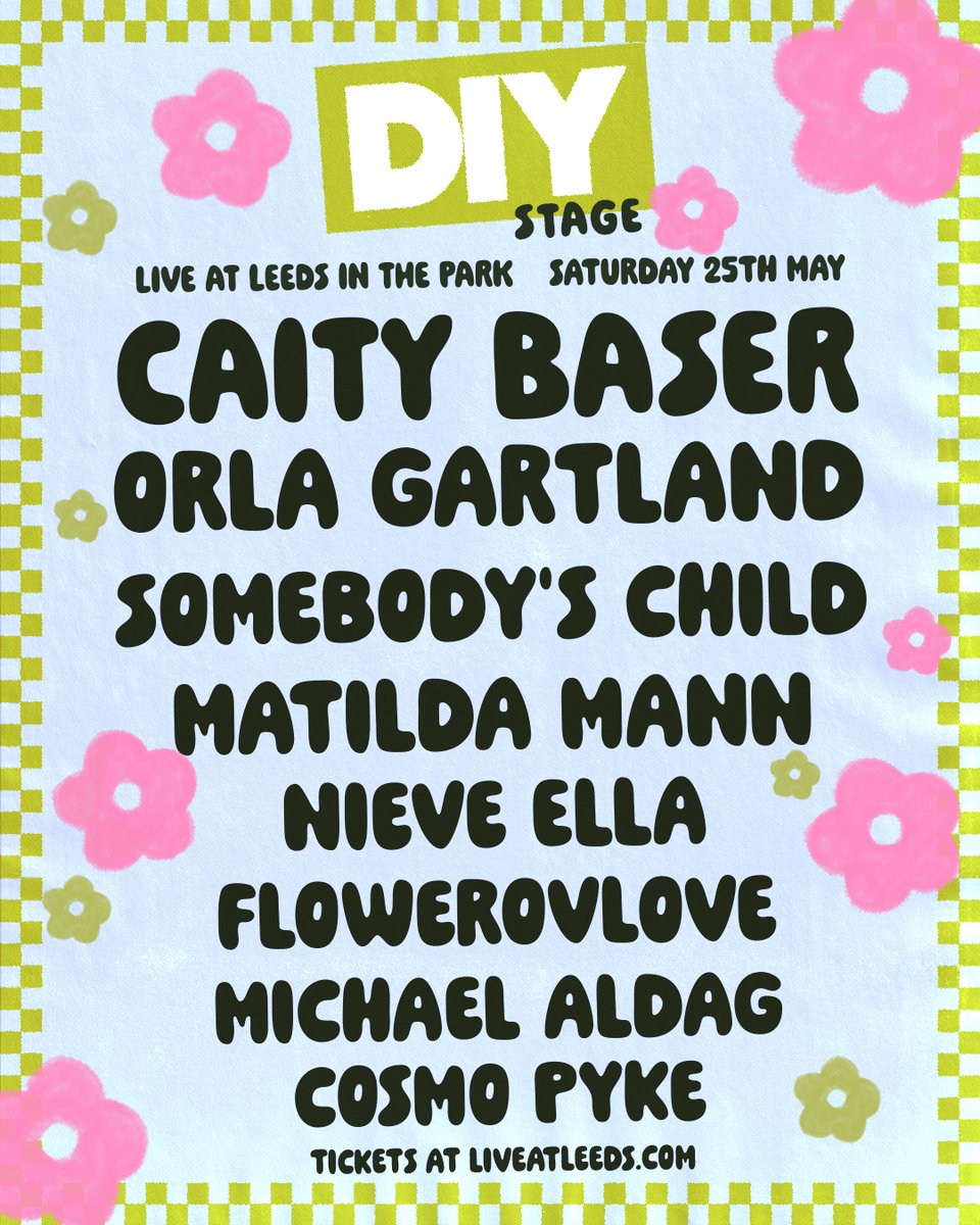 🌻DIY X LIVE AT LEEDS IN THE PARK🌻 We’re teaming up with @diymagazine to bring some of our favourite new artists all together on one stage, headlined by breakout British pop princess @BaserCaity! Tickets 🎟️ liveatleeds.com