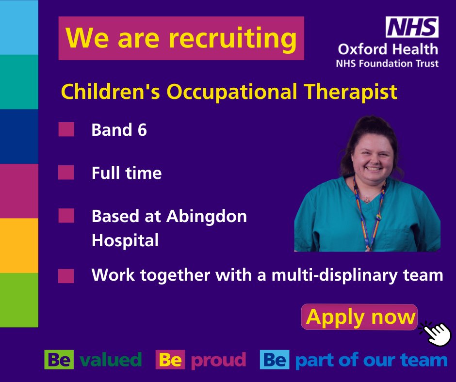 Are you a qualified Occupational Therapist with passion and drive for developing your clinical skills in a changeable environment? 

If so, apply today! 

💻Apply now – loom.ly/E9MuweU

#OneOHFT #WorkWithUs #Hiring #NHSJobs #JoinOurTeam #OT #OccupationalTherapist