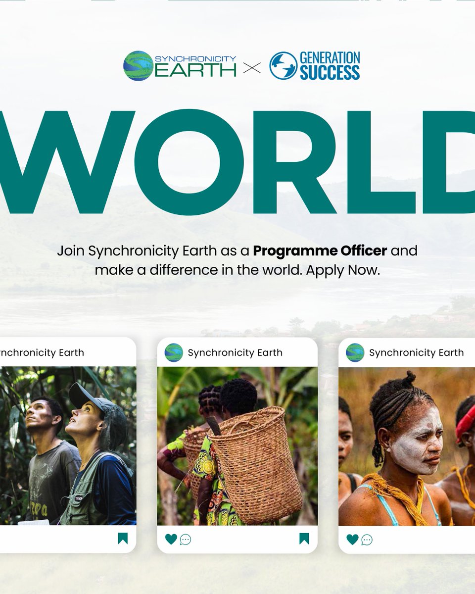 Channel your skills into the fight to save our Earth! Join @SynchEarth as a Programme Officer and make a world of difference. Together, we are stronger. Apply now: generation-success.com/synchronicity-…