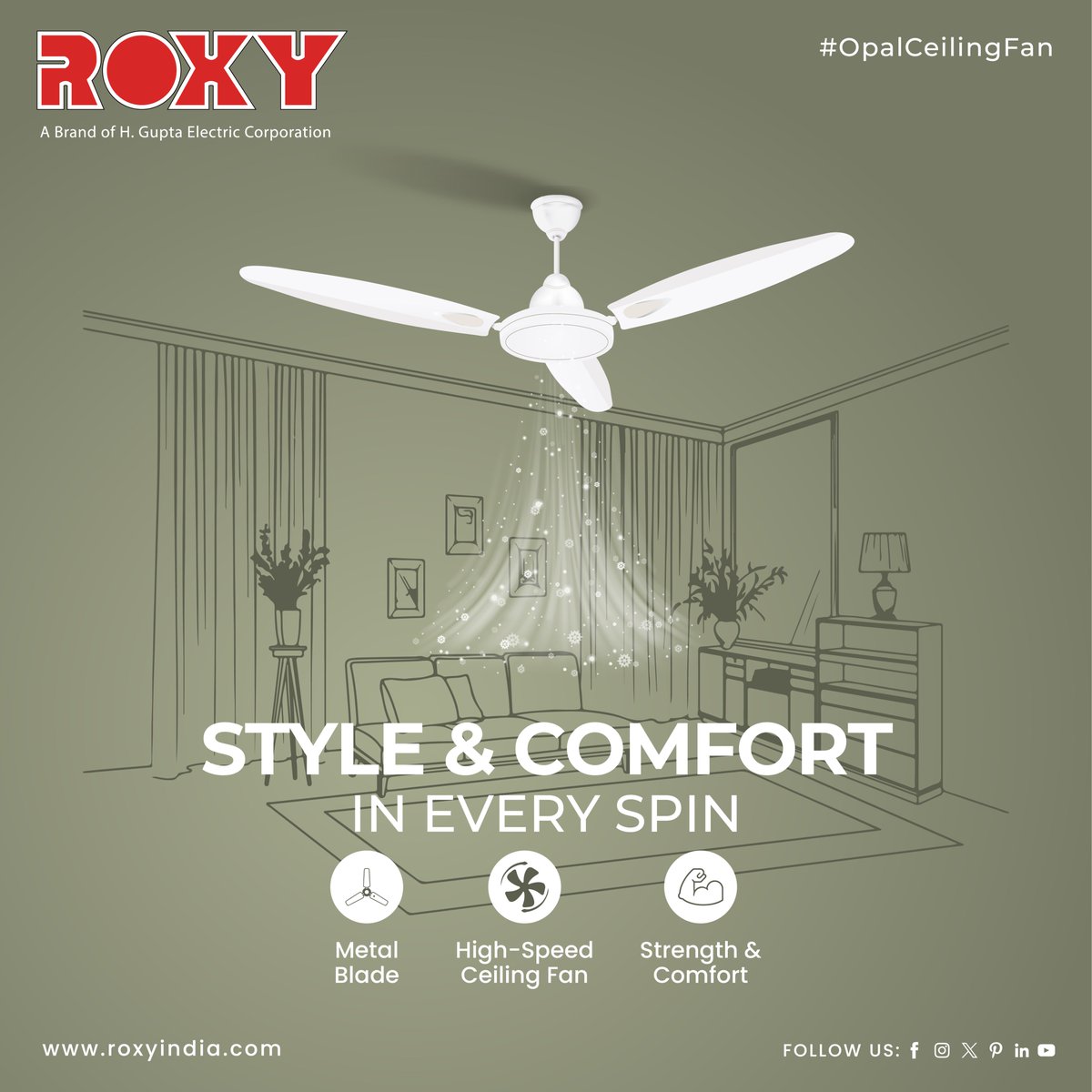 Add style and comfort to your home with Roxy Opal Ceiling fan Stay cool and classy all summer long.
.
.
.
.
For more visit:- roxyindia.com
.
.
.
.
#RoxyOpal #CeilingFan #HomeDecor #SummerEssentials #StayCool #ClassyLiving