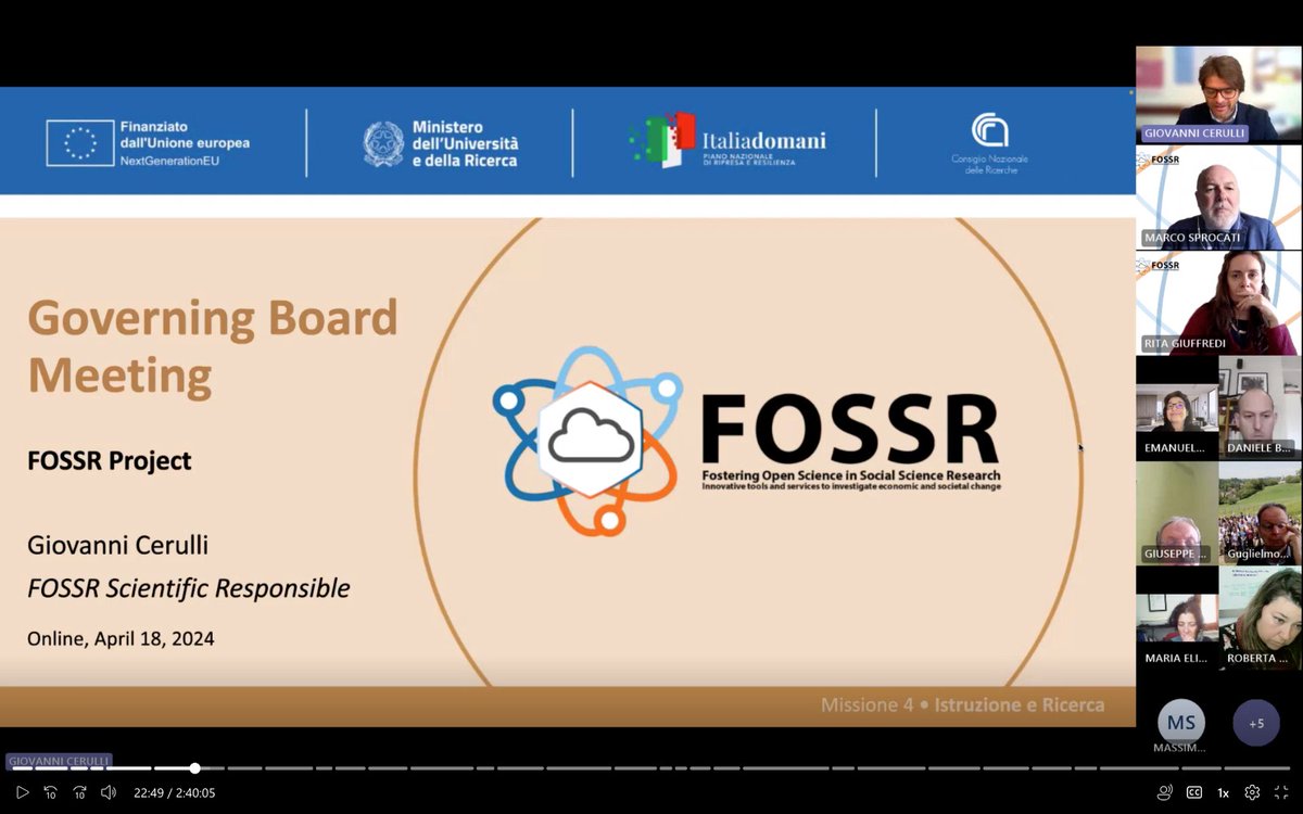 🚀Yesterday the Governing Board of #FOSSR held a meeting  
Over two hours👇
🎤we discussed the project's scientific and management progress

💻we outlined FOSSR's upcoming services. Our attention was drawn to the strategic plan and the report developed within WP2 Governance FOSSR