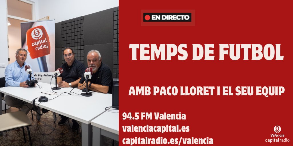 🚨📻🦇 DEMÀ, a les 17:30h, #TempsDeFutbol en @Capital_vlc ⚽️ @valenciacf - @RealBetis 🗣️ @pacolloret_, @sergiogeaboix, @cegeavivo, Juanjo Rodri, Lagardera i @AbelMartiSerra --- 📻 94.5 FM 📲 valenciacapital.es