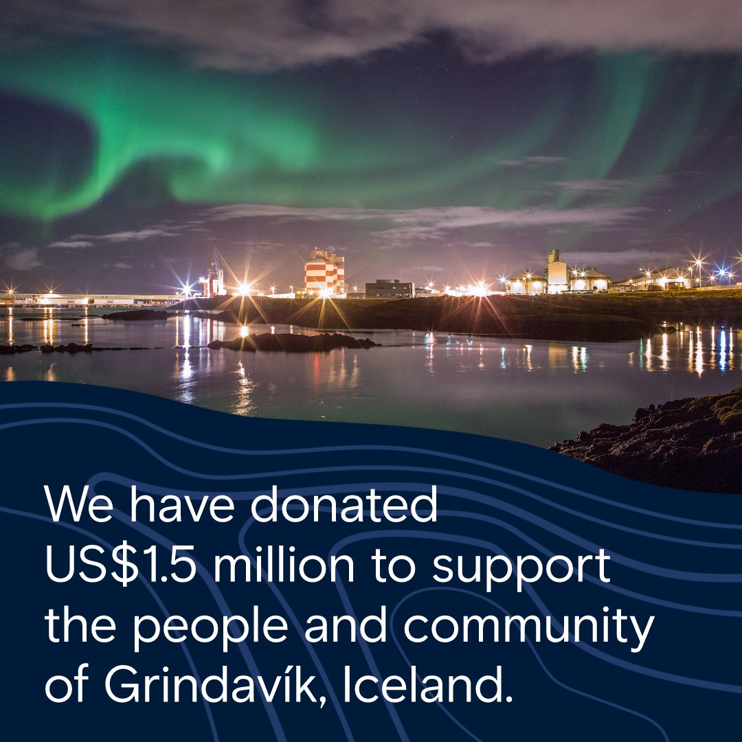 Through our global Disaster Relief Fund, we have donated US$1.5 million to the Icelandic Red Cross to support the people and community of Grindavík, who have been hit by volcanic eruptions since December. 🔗 Read more: riotinto.com/en/news/releas…
