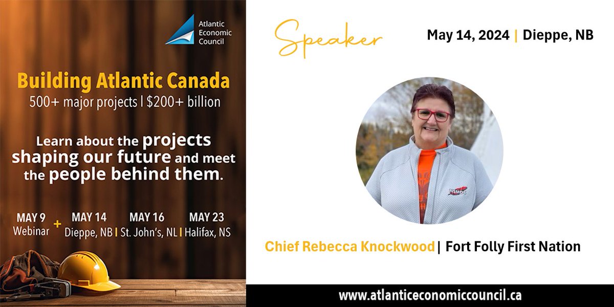 We're excited to have Chief Rebecca Knockwood joining us in Dieppe next month. Chief Knockwood will discuss how Indigenous communities can benefit from renewable energy projects + the importance of partnerships. Register @ atlanticeconomiccouncil.ca/event/building…

#CdnEcon #CdnPoli #NBPoli
