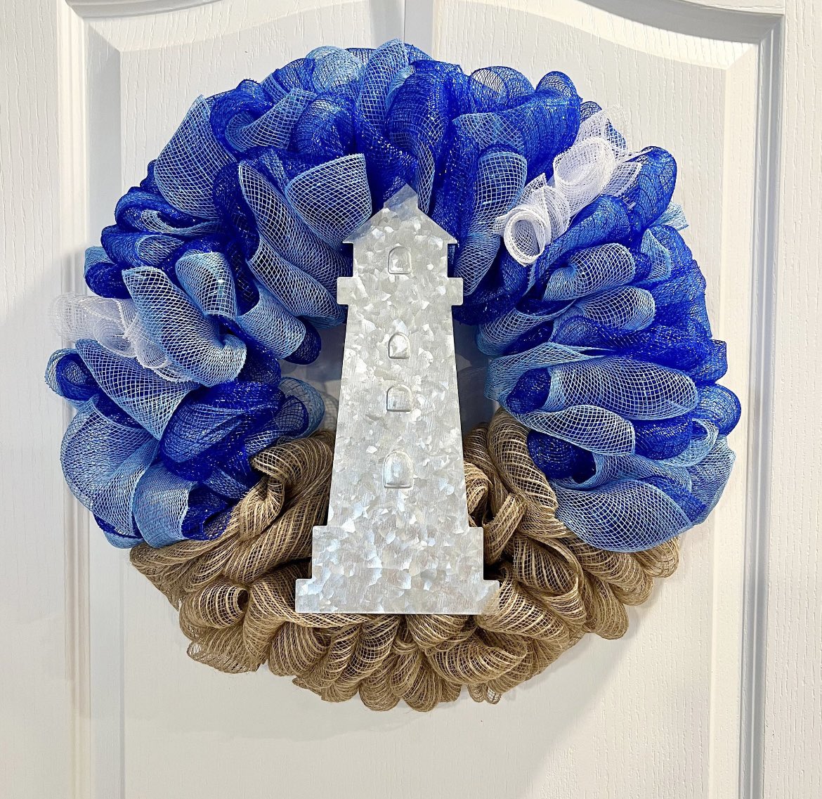 Happy Friday everyone!! The lighthouse wreath was inspired by the two beautiful Cape Henry lighthouses in Virginia Beach…and my all time favorite beach spot.  I keep one of these on my own door all summer long to remind me of home. 🏖️ #beachdays #lighthouses #virginiabeach