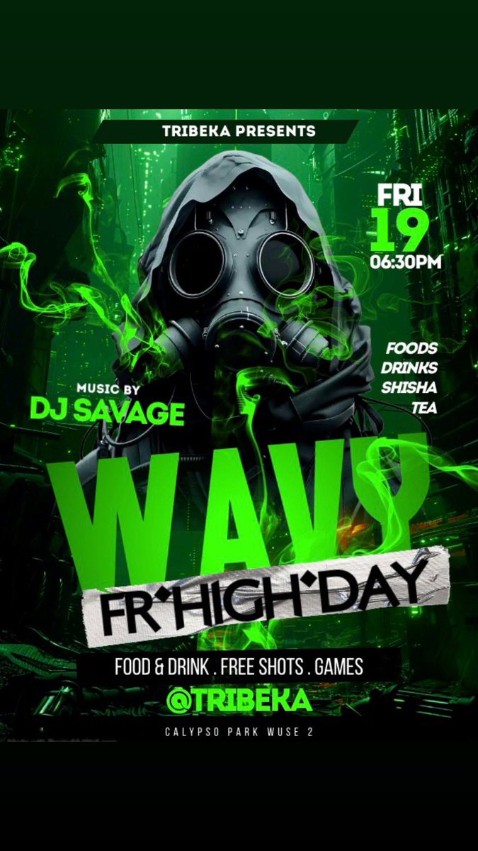 FR’HIGH’DAY NIGHT WITH DJ SAVAGE! FREE FIREWATER SHOTS ALL NIGHT!!
#fridaynight #tribekaboooozway #abujaconnect #music #colourfulcocktails #pastapasta #party