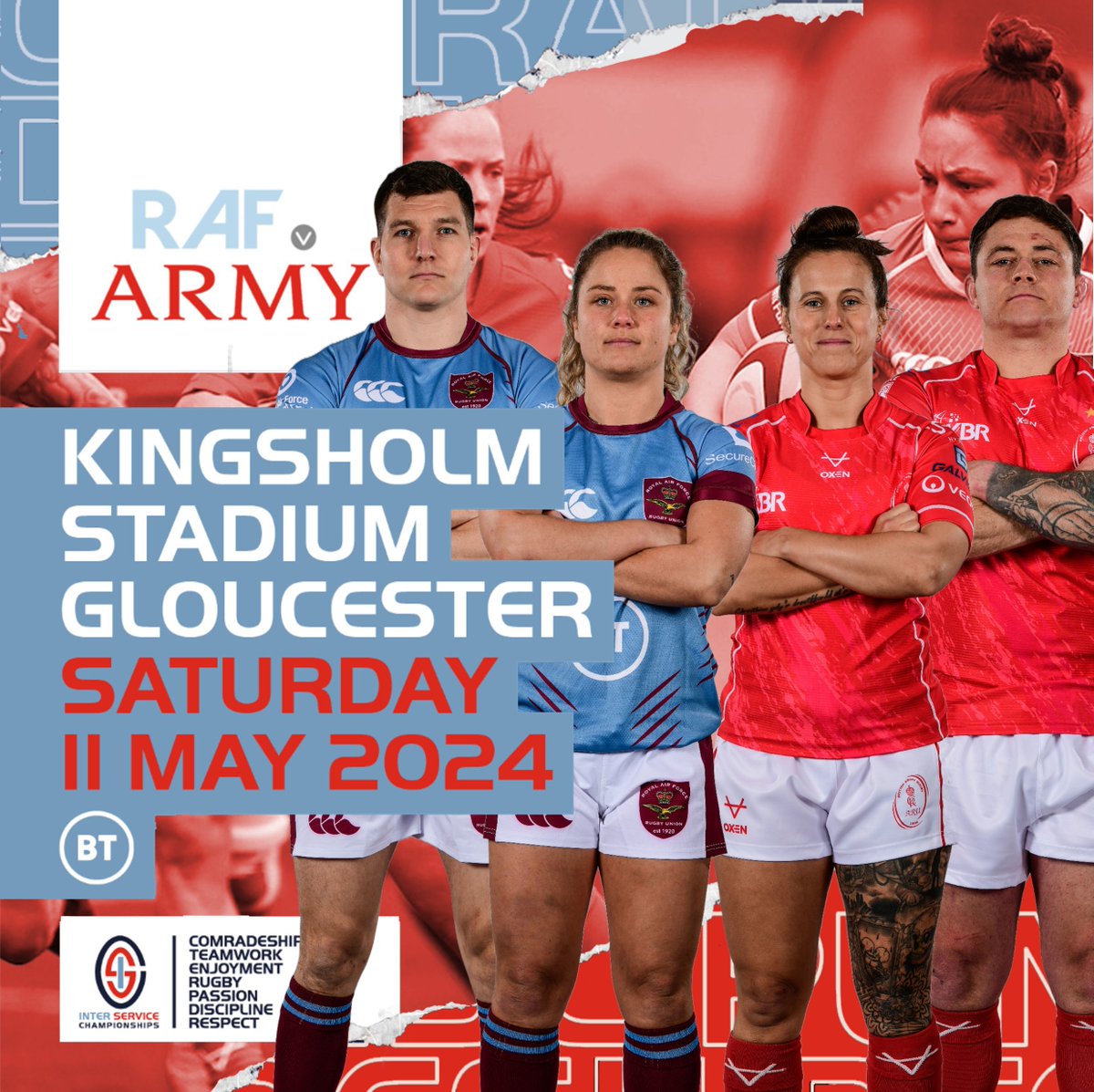 Fancy winning 4 tickets to the RAF V Army 2024 Rugby match on Saturday 11 May 2024 at Kingsholm Stadium? If so, all you need to do is complete this form on our website before 1pm on 6 May: ow.ly/SVuU50RjEnL The winner will be selected randomly! Good Luck!