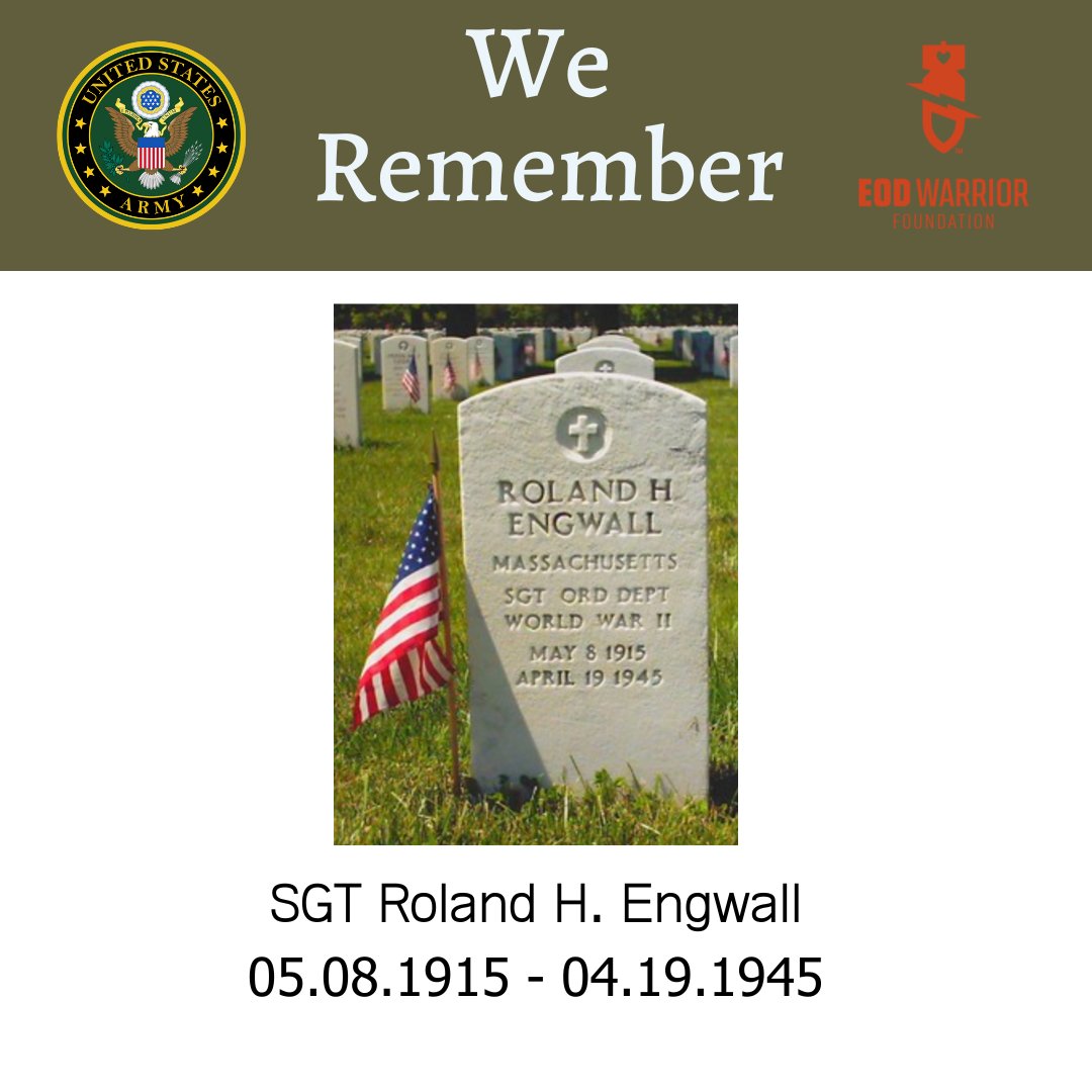 The EOD Warrior Foundation honors the legacy of SGT Roland H. Engwall.
We remember.

Visit SGT Engwall's virtual memorial: memorial.eodwarriorfoundation.org/sgt-roland-h-e…

#EOD #WeRemember #Army #ArmyEOD