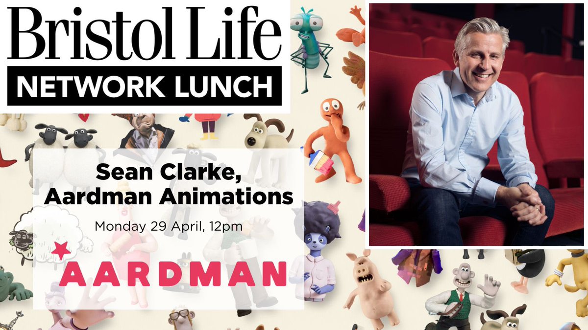 🎨 Don't miss out! At our next Bristol Life Network Lunch on 29 April, we'll be hearing from Sean Clarke, Managing Director of the hugely popular @aardman Animations: tickets.matterpay.com/s/mediaclash/Z…