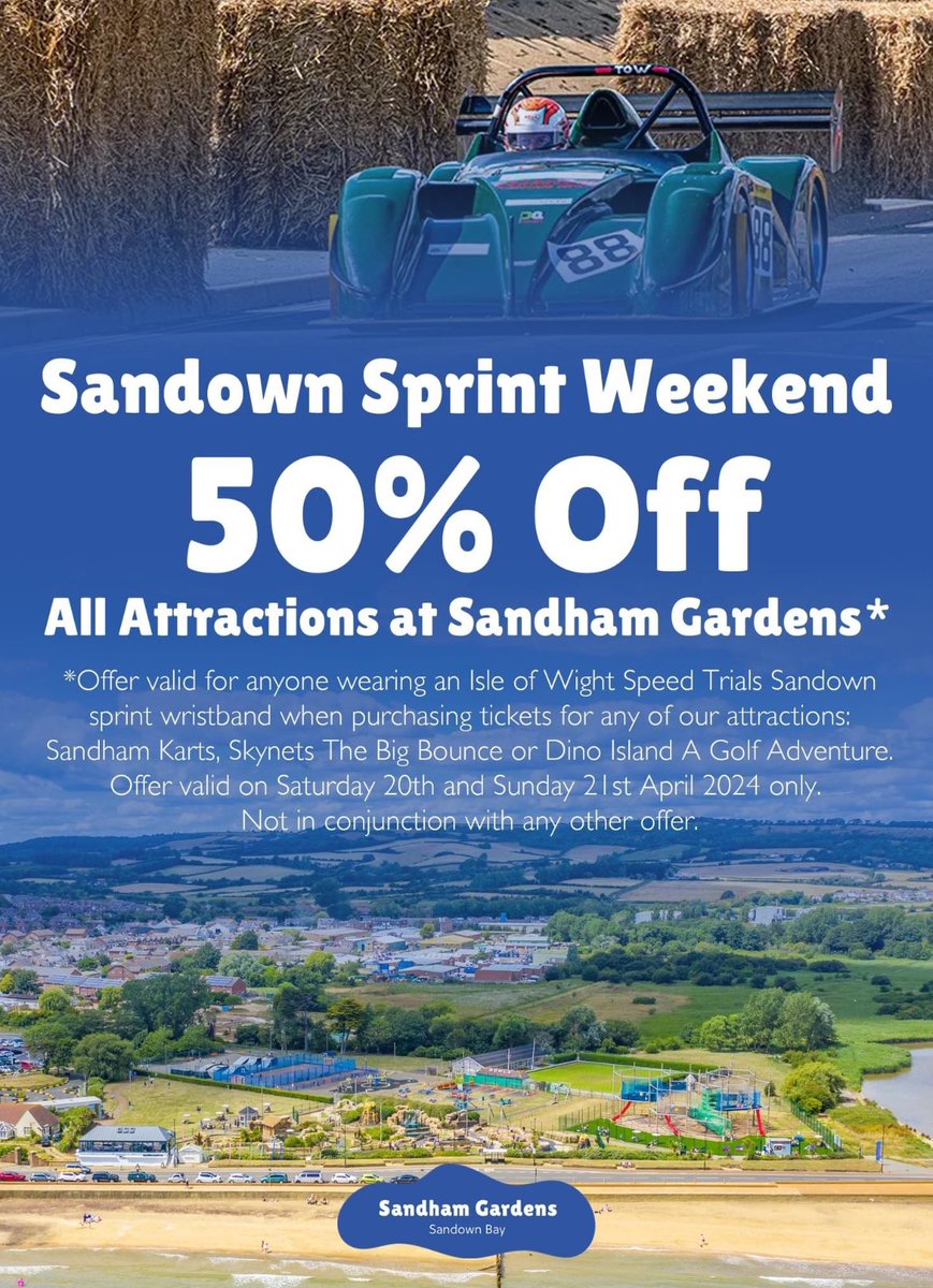 This weekend at @SandhamGardens is the #sandownsprint and if you are reading this you also have to visit @VisitTheNeedles as well, it’s in the small print at the bottom in Klingon , it’s part of T&C 😂 @VisitIOW @TotallyIOW @Isleofwight @isleofwightuk @RedFunnelFerry