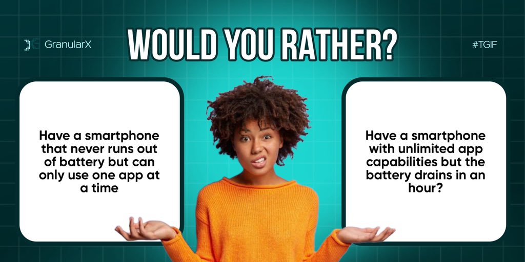 Which would you rather do? Share your answer and reasoning in the comments below! #TGIF #GranularX #WouldYouRather