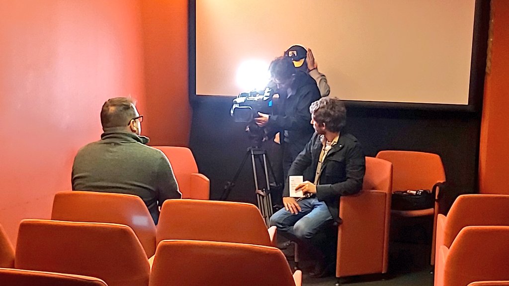 Our own @Sorgono being interviewed for Slovenian national TV at Kurja Polt Genre Film Festival #horrorNU