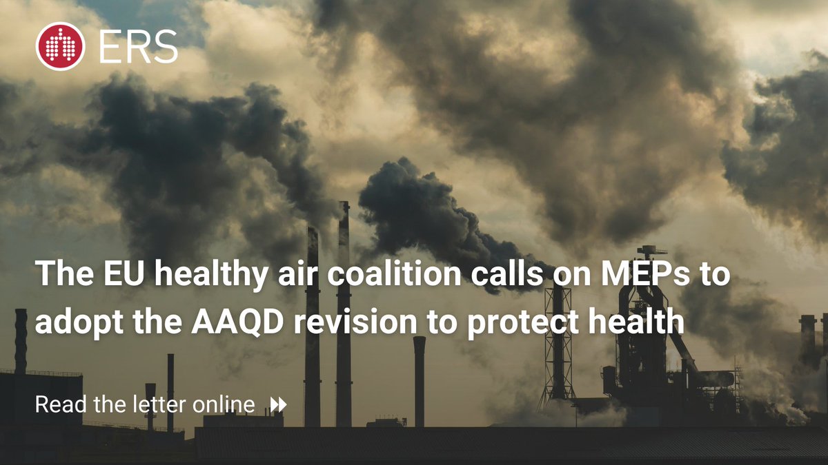 Health-focused organisations including ERS call for MEPs to adopt the Ambient Air Quality Directive (#AAQD) revision during the 24 April Plenary session in the European Parliament. More: env-health.org/wp-content/upl…