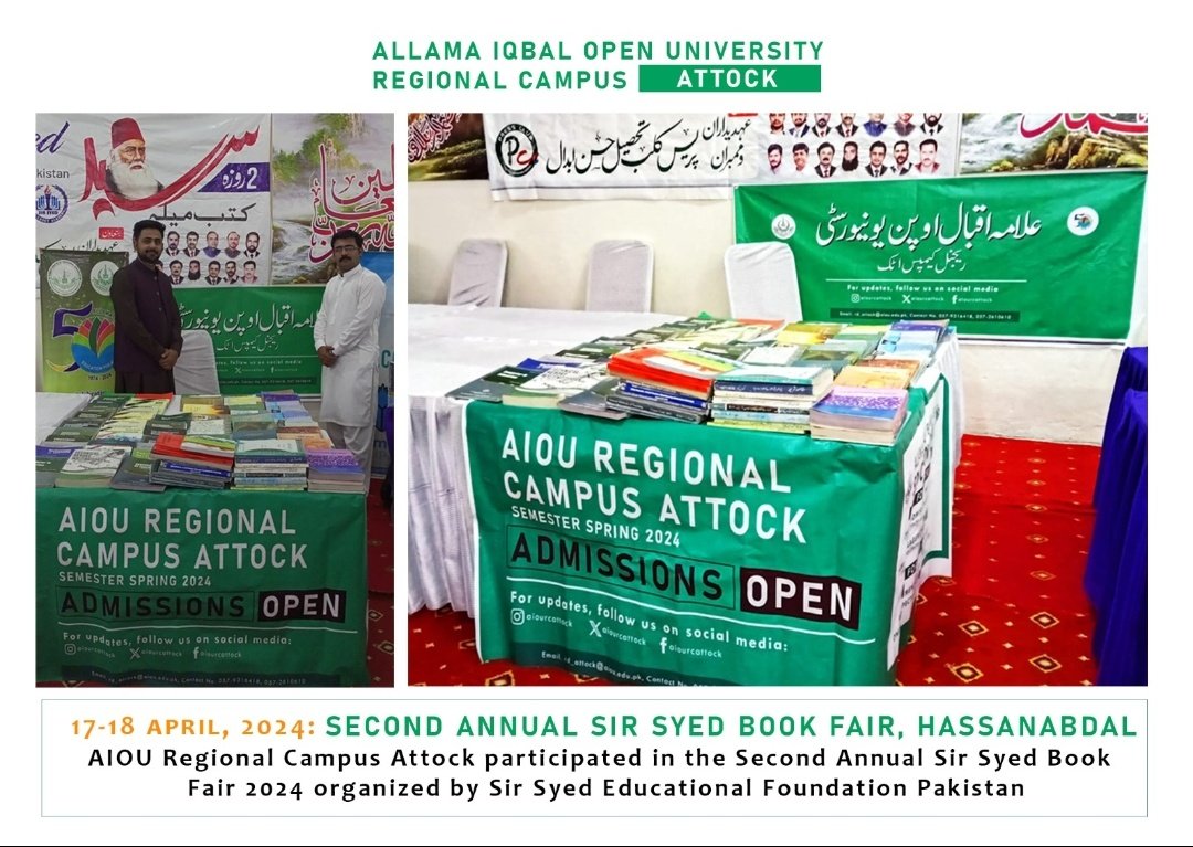 aiourcattock's tweet photo. Second Annual Sir Syed Book Fair 2024 Hassanabdal

#AIOU #Attock https://t.co/izv8m3twiy