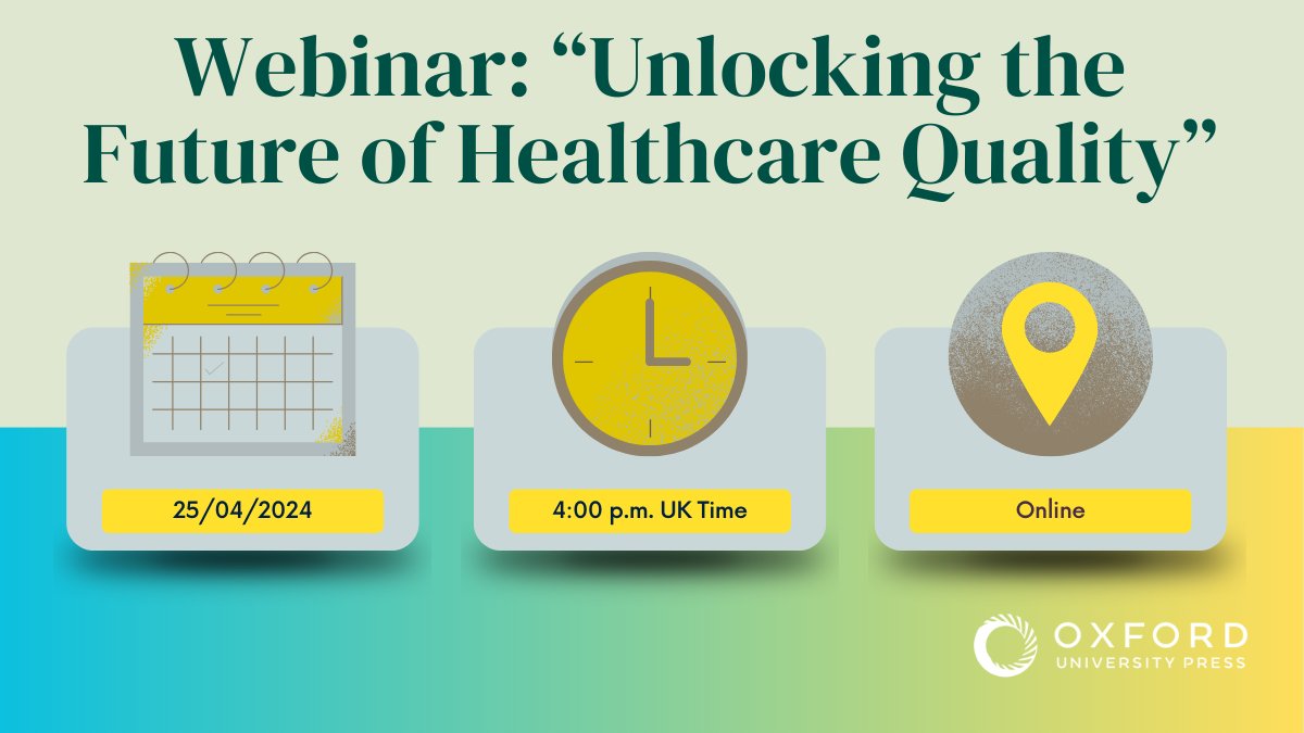 📢 Webinar announcement! Learn how to foster a culture of improvement in healthcare with OUP author @PeterLachman and explore the role of the 'OPP: Handbook of Quality Improvement in Healthcare' in guiding this journey. Register here: bit.ly/4aMNGem