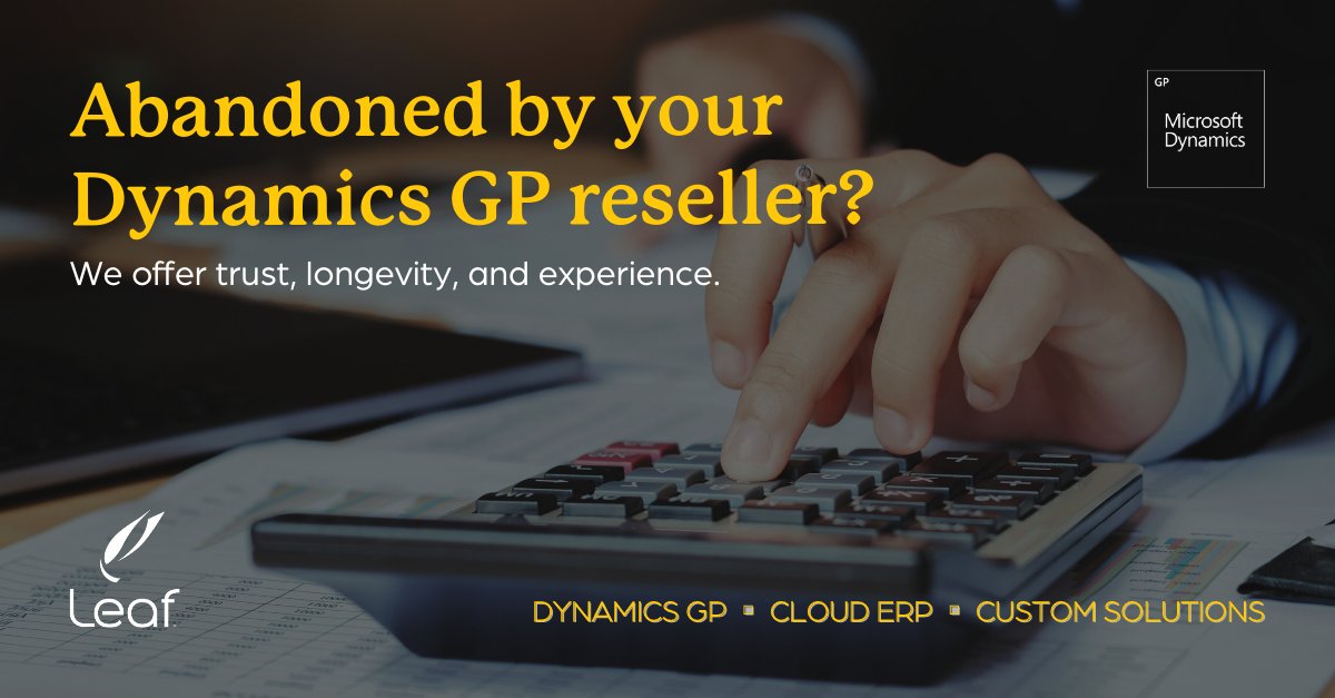 Leaf is a trusted, experienced value-added supporter for your Dynamics GP users. Learn more and schedule a consultation: okt.to/BtsXCl #DynamicsGP #TrustedPartners