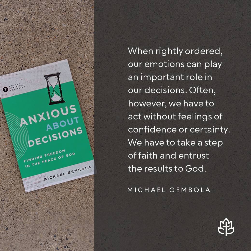 From “Anxious about Decisions: Finding Freedom in the Peace of God” by Michael Gembola. Learn more about the book here: bit.ly/3PPDrOj #ccef #biblicalcounseling #christiancounseling #christianquotes #biblicaltruth #decisionanxiety #peaceofgod