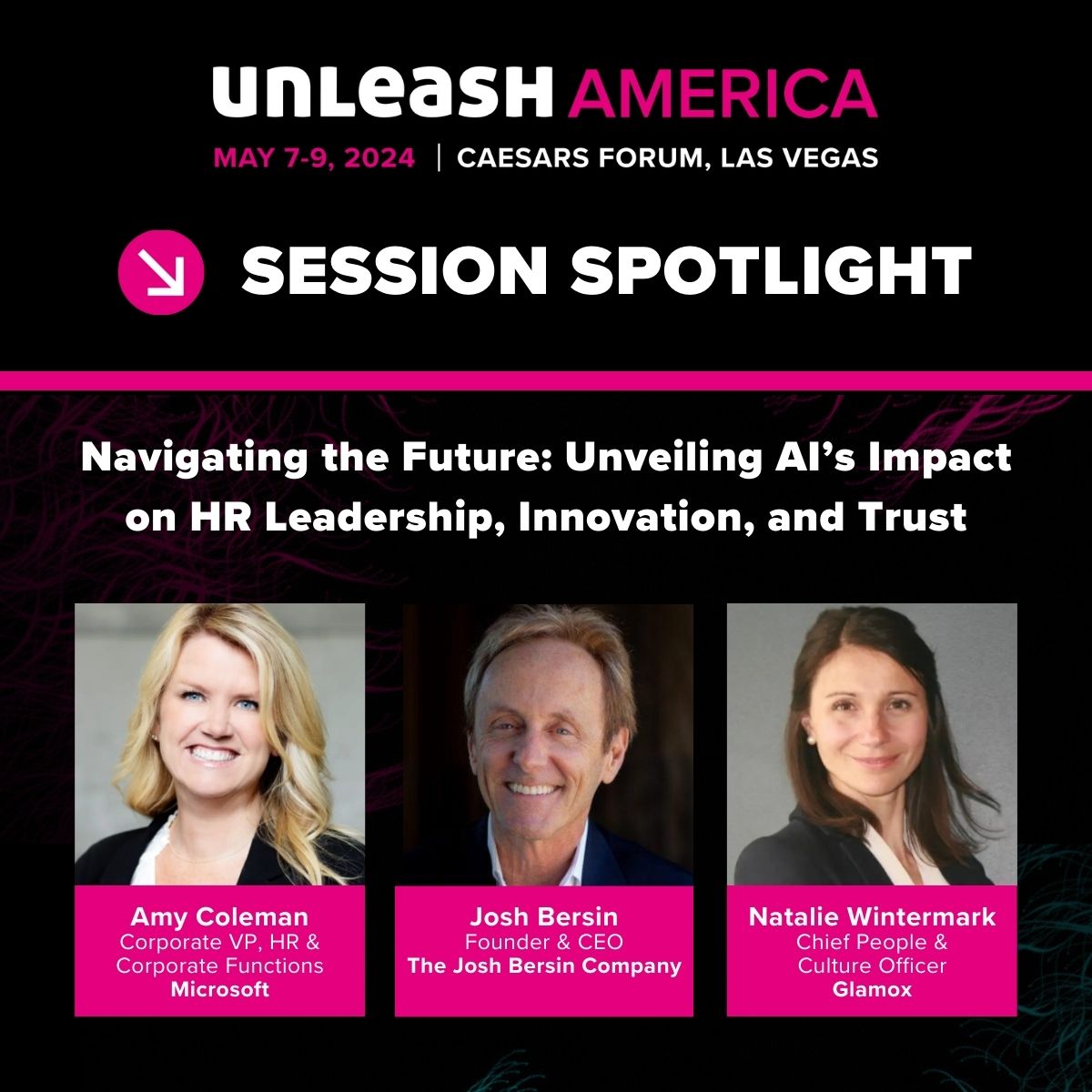 Join this #UNLEASHAMERICA panel to learn everything about building an AI-powered HR landscape using real-world cases: bit.ly/3x87sCo -Amy Coleman, @Microsoft -@Josh_Bersin, The Josh Bersin Company -Natalie Wintermark, Glamox -Moderated by Gary Bolles, @Singularityu