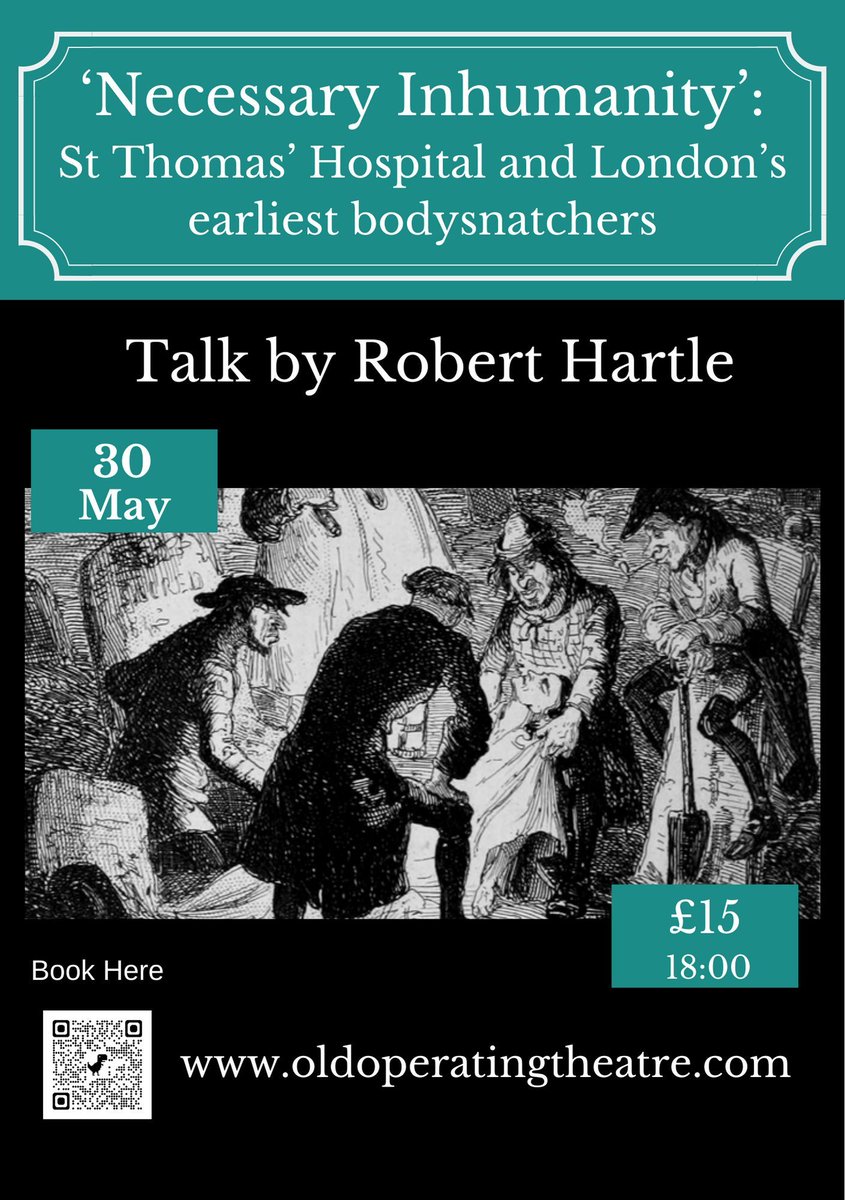 Join us on May 30th for a talk with archaeologist Robert Hartle, all about how the pupils, apprentices and surgeons of St Thomas’ Hospital were key figures behind the emergence of bodysnatching in early 18th century London. More info and tickets: 👉 buff.ly/4aB1p8k