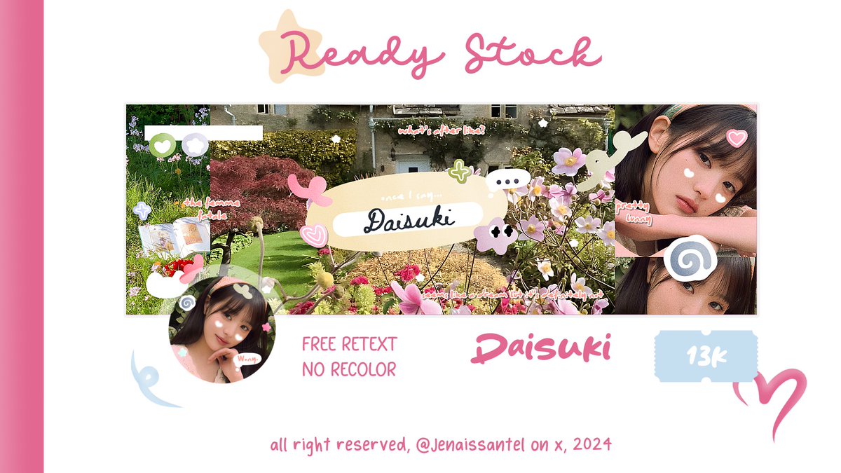 Jenaissantel's tweet photo. A retweet will be highly appreciated! 🦢Ꮺ ⊹

Halo! Aku punya beberapa layout ready stock dari catalogue “Daisuki” yang bisa kalian take sekarang! Harganya 13K/each, free retext dibagian nama ya. Boleh langsung dm aku aja buat take layoutnya!

#zonauang #zonajajan https://t.co/AoGU0pchjW