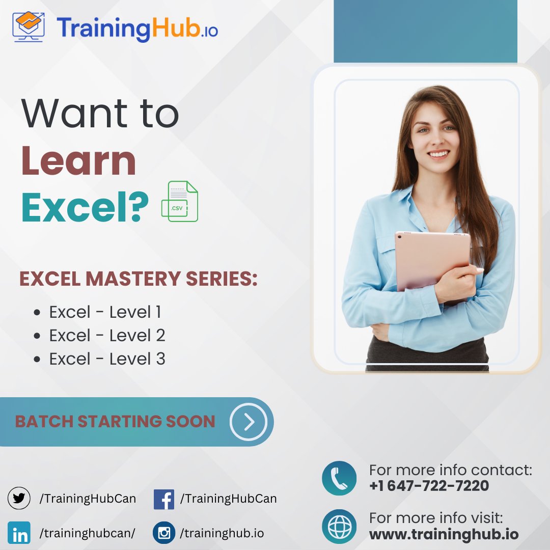 🌟 Excel Mastery Awaits at TrainingHub.IO 💻

Become a spreadsheet genius and advance in your job! Enroll today at zurl.co/kgpL to take your skills to the next level! 

#ExcelBasics #ExcelIntermediate #ExcelMastery #ittrainingincanada #excel #traininghub.io