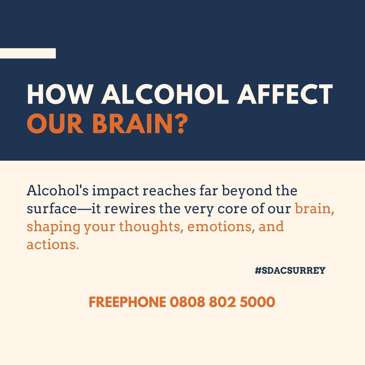 Did you know? 

Alcohol's impact reaches far beyond the surface—it rewires the very core of your brain, shaping your thoughts, emotions, and actions. 

Remember, you are never alone on your journey. #BrainHealth #AddictionAwareness #SDAC #SDACSupports #SobrietyJourney