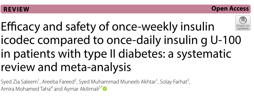 #Metaanalysis flooded with once weekly #Icodec Insulin in recent times. Common findings are non-inferiority of #HbA1C and Time-in-range and similar hypoglycemic events compared to #Glargine and #Degludec with weight gain potential. 
Are we ready to induct it in our practice?