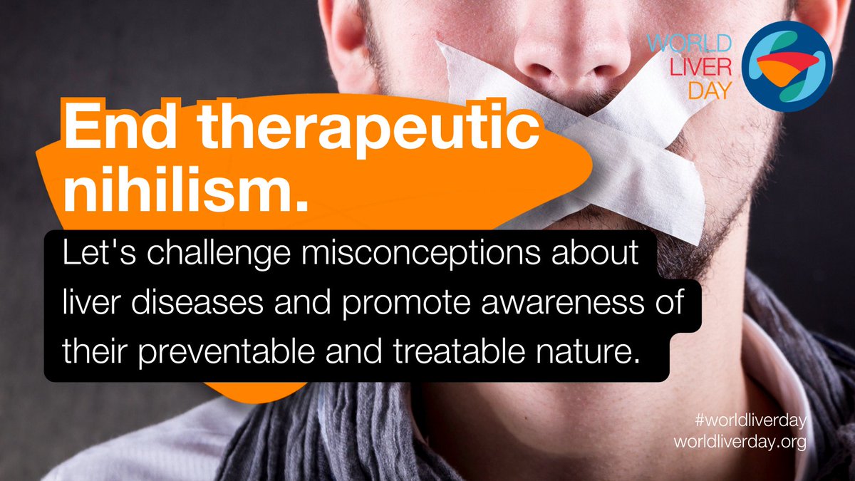 Therapeutic nihilism must end. 

On #WorldLiverDay, let's challenge misconceptions about liver diseases and promote awareness of their PREVENTABLE AND TREATABLE NATURE.

Together, we can make a difference.

👉worldliverday.org 

#LiverHealth #LiverAwareness #LiverDisease