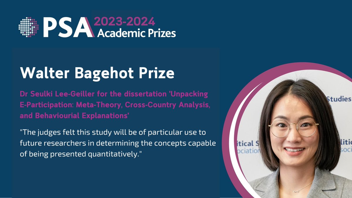 🏆 Spotlight on our Academic Prize winners! This year's Walter Bagehot Prize for a dissertation in government and public administration was awarded to @LeeGeiller (@ISPSYale). Many congratulations!! 👏👏 More: psa.ac.uk/psa/news/psa-c…