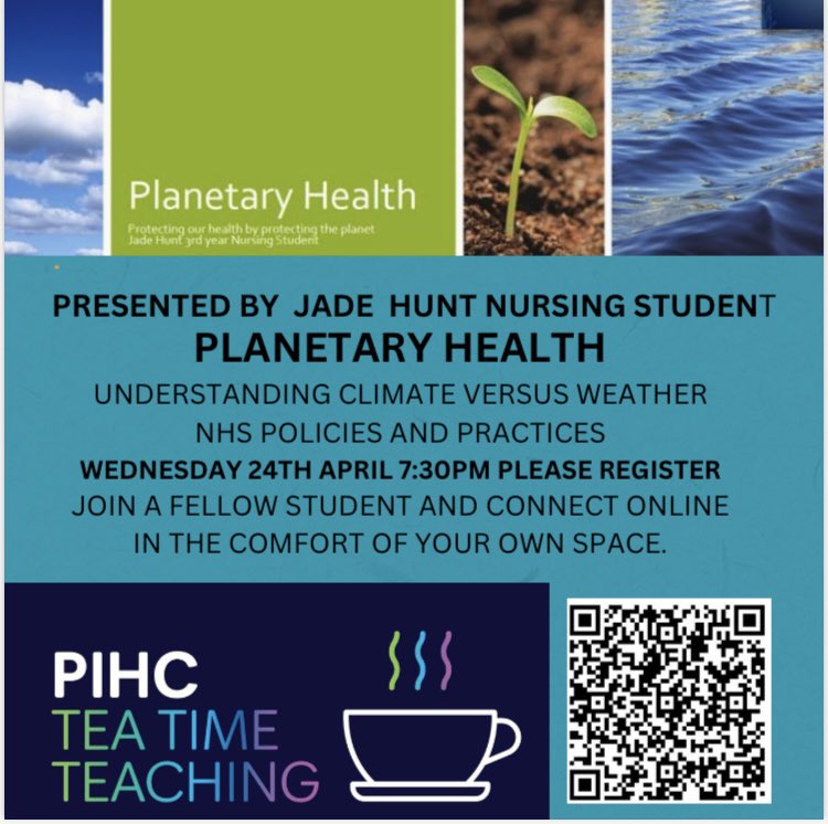 Please join my tea time teaching session on 24th! @PUNC14 #PUNC21 #TeaTimeTeaching #SustainableHealthcare @Sustainabhub  @SustainPlymUni @EmWatsRN