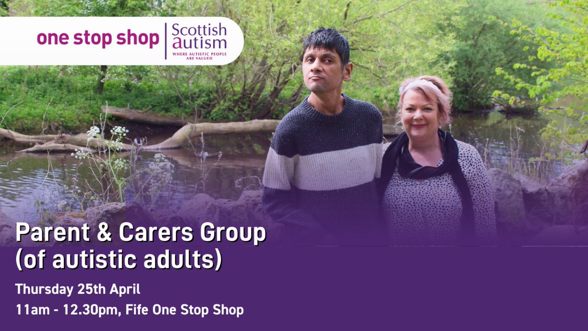 Are you a parent or carer of an autistic adult living in Fife? Come along to our Parent & Carers (of autistic adults) Group at our Fife One Stop Shop that offers a space for support & discussion.  📅25th April  ⏲11am - 12.30pm  📲 Book & find out more: scottishautism.org/events/fife-on…