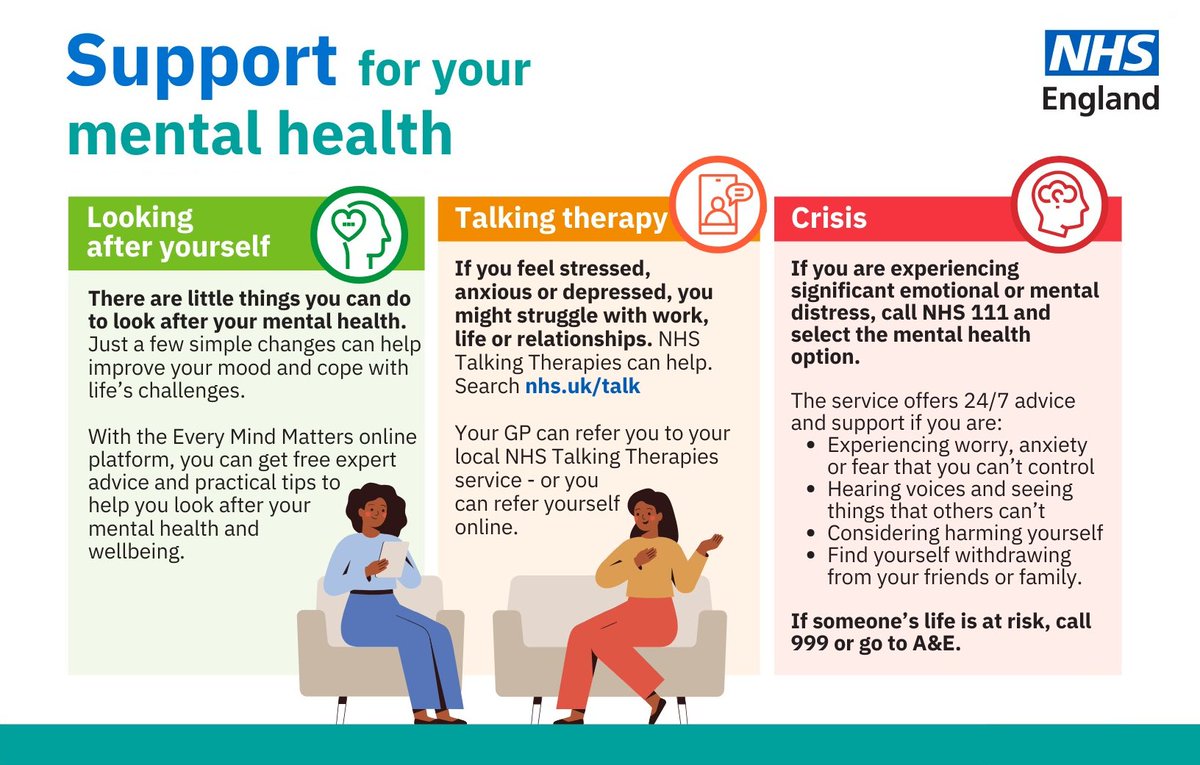 It’s hard to know who to talk to if you’re in a #mentalhealthcrisis. You can now call 111 and select the mental health option to get help 24/7 from a mental health professional right away. 

You can also find more info about services in Harrow at harrow.gov.uk/adult-social-c…