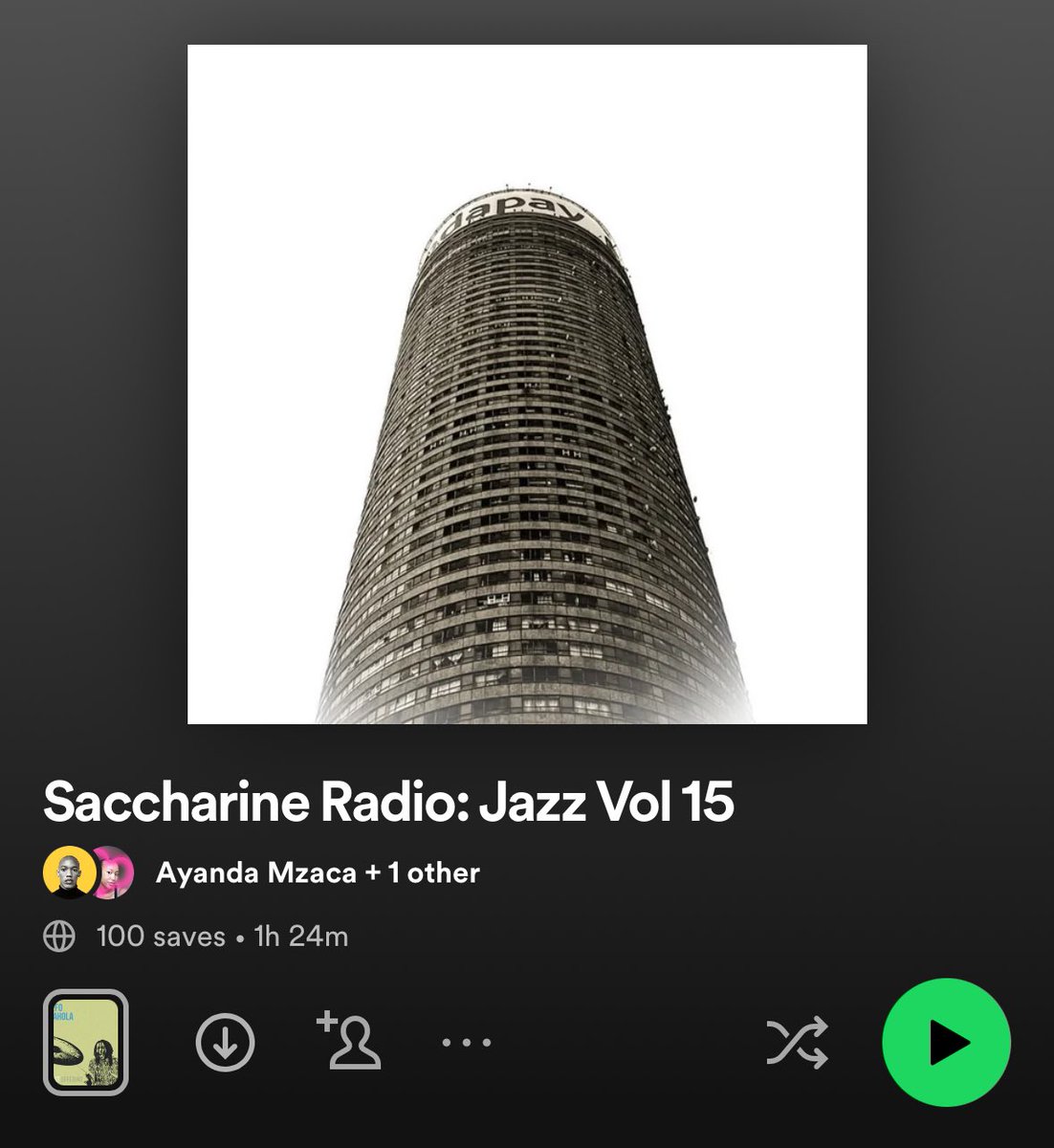 100 saves for a Jazz playlist in South Africa? It can only be The Saccharine Radio Family. Thank you 🙏🏽
