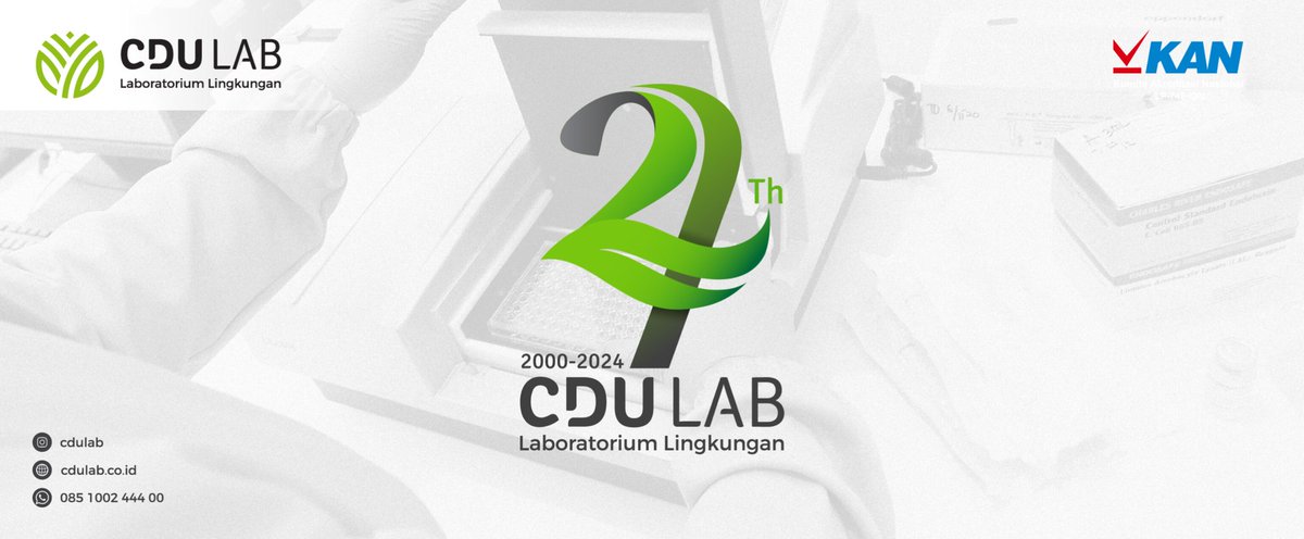CDULab's tweet photo. Tidak terasa sudah 24 tahun berkarya dalam pengujian kualitas lingkungan. Begitu banyak perkembangan dan kenangan bersama Rekan CDULab✨️

Terima kasih telah mempercayakan CDULab sebagai mitra dalam pengujian kualitas lingkungan hidup, kesehatan lingkungan, dan lingkungan kerja. https://t.co/0rakSQ0AsH