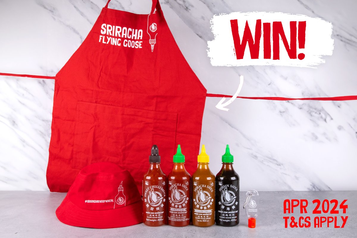 Big fan of Sriracha? Same 🌶️ We've got good news 😏 If you want to get your hands on this selection of Flying Goose goodies FOLLOW + RT to be in with a chance to #WIN T&Cs apply: bit.ly/FG-Twitter-Comp
