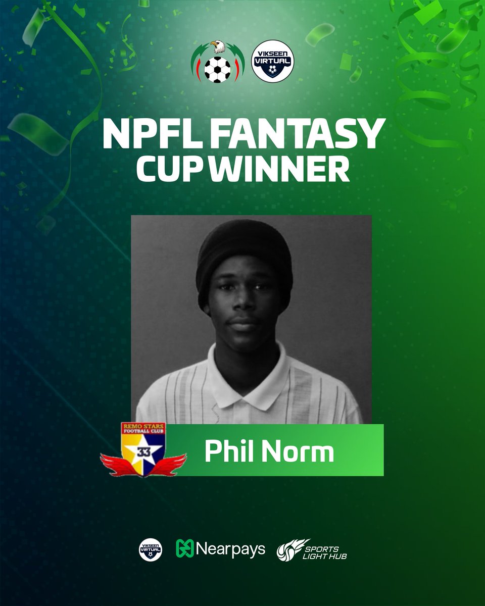 Introducing the latest #NPFLfantasyCup champion. 🎉🎉🎉🎉 Congrats @Michael_wunna on your win. 2nd: @jed_daniyan 3rd: @Iam_Bax He has won a cash prize of #25,000. 2nd and 3rd gets 15k and 10k respectively. 2023 defending champ @sami_bam please pass the trophy 😜 #NPFL24