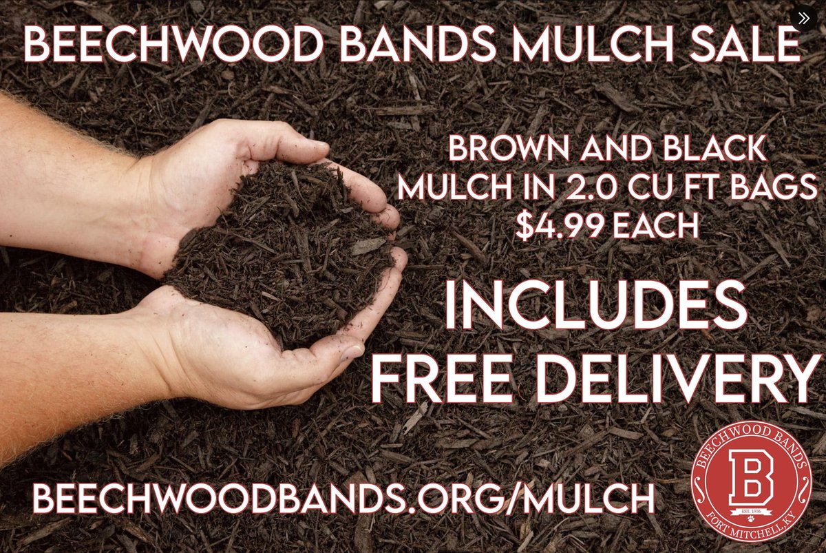 BeechwoodBands's tweet photo. The Beechwood Bands Mulch Sale Ends April 24th!! Don't miss out!

Also don't forget about the new spreading service being offered this year!

Order at https://t.co/lLZ3VGklz0

#wearebeechwood https://t.co/1Gil1ae9pX